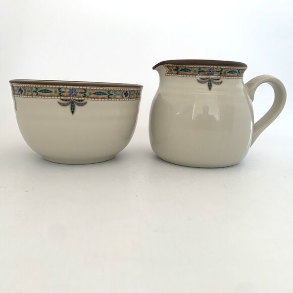 Noritake Chaparral 14 oz Creamer Pitcher and Open Sugar Bowl Stoneware 8482 - Picture 2 of 9
